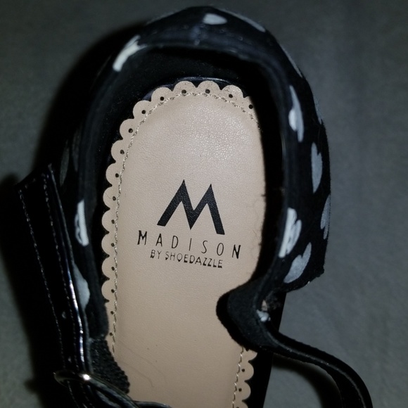 Madison Black with white heart heels sz 8 - Picture 5 of 5